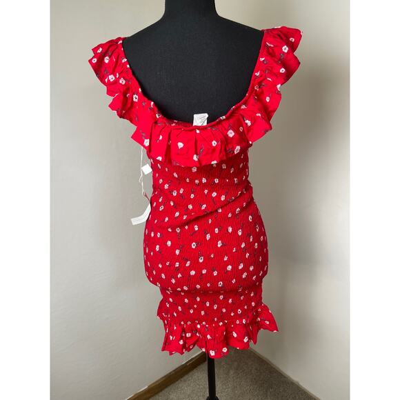 NWT Live 4 Truth Womens Cottage Boho Chic Cowgirl Floral Ruffle Mini Dress Red S - Picture 2 of 9